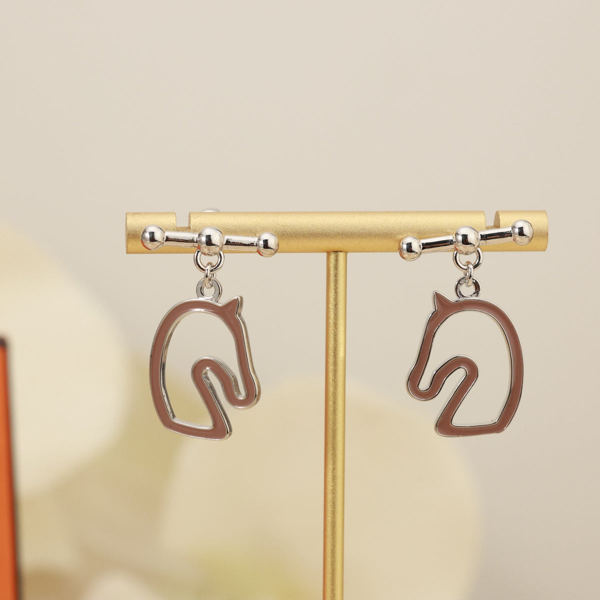rose gold silver post rose Stud Earrings for women - alternate angle view 6