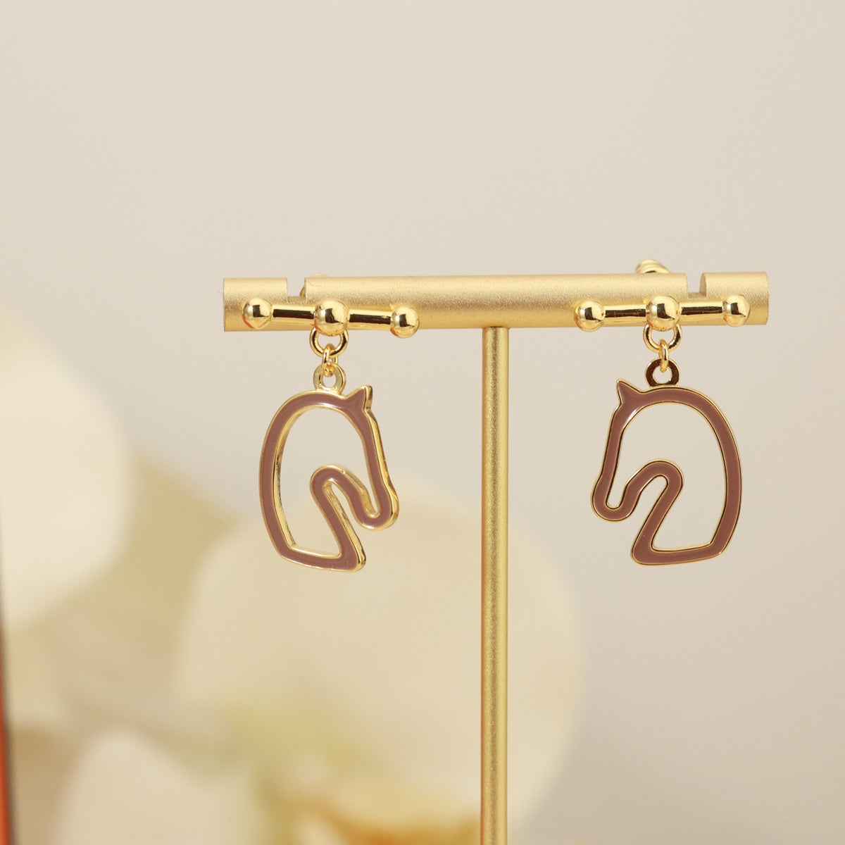 rose gold silver post rose Stud Earrings for women - alternate angle view 4