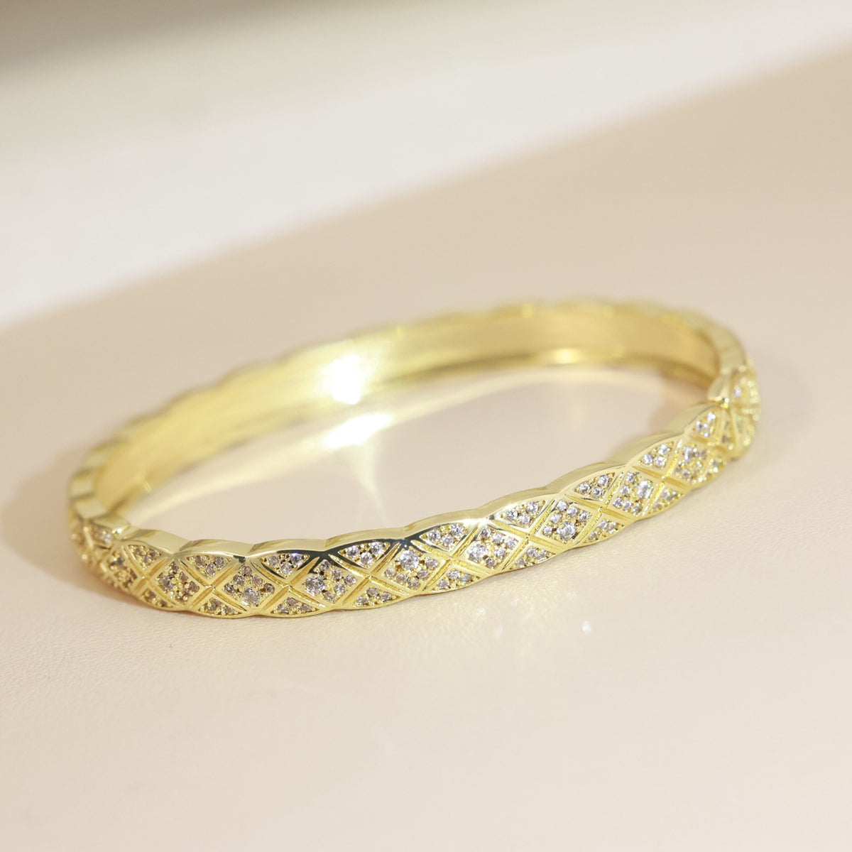 rose gold crystal floral Bangle for women - alternate angle view 5