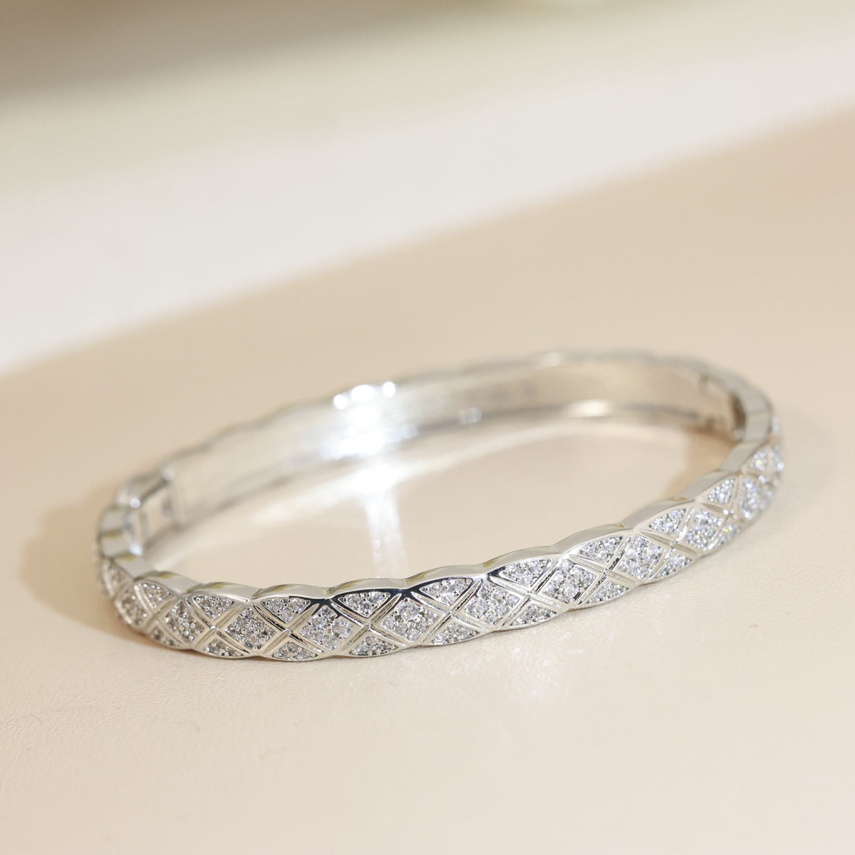 rose gold crystal floral Bangle for women - alternate angle view 6