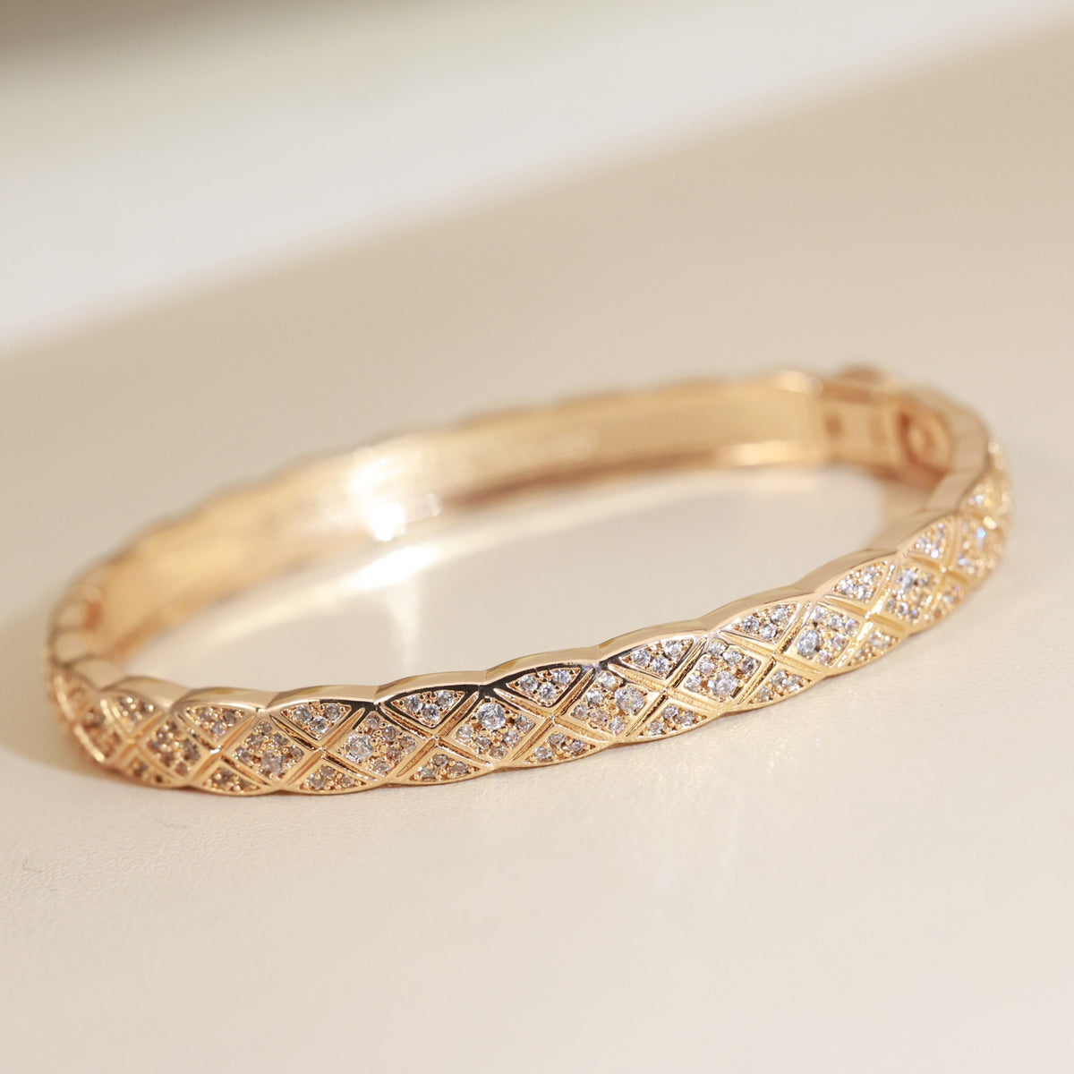 rose gold crystal floral Bangle for women - alternate angle view 7