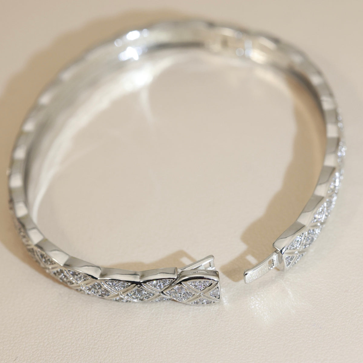 rose gold crystal floral Bangle for women - alternate angle view 9