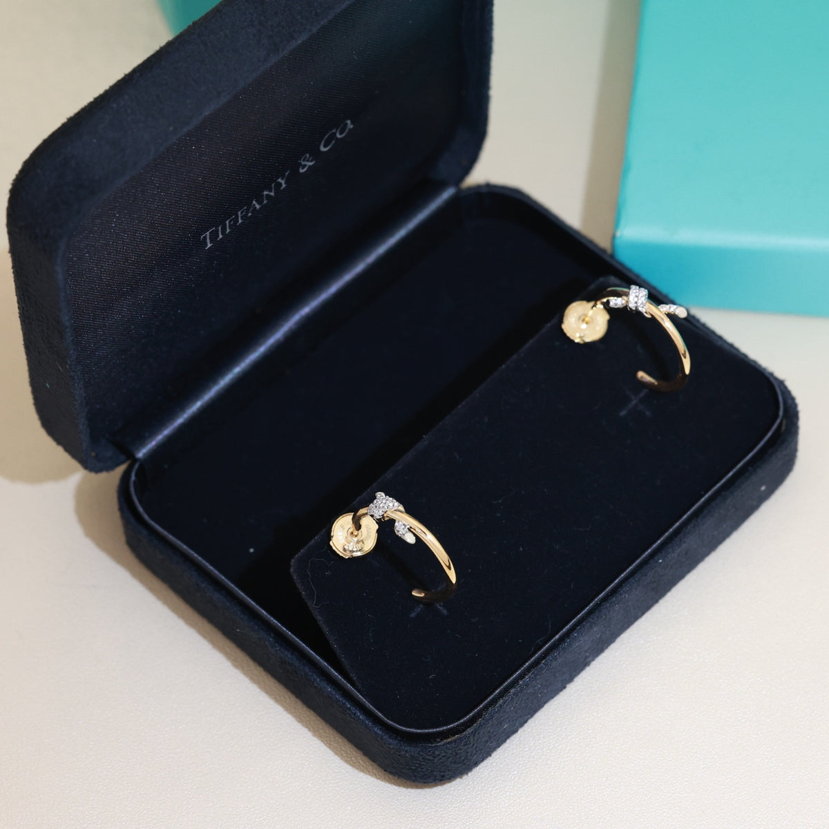 gold silver post Stud Earrings for women - alternate angle view 5