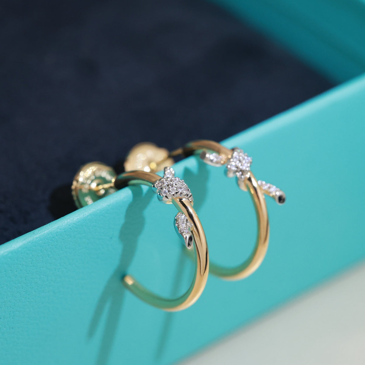 gold silver post Stud Earrings for women - alternate angle view 6