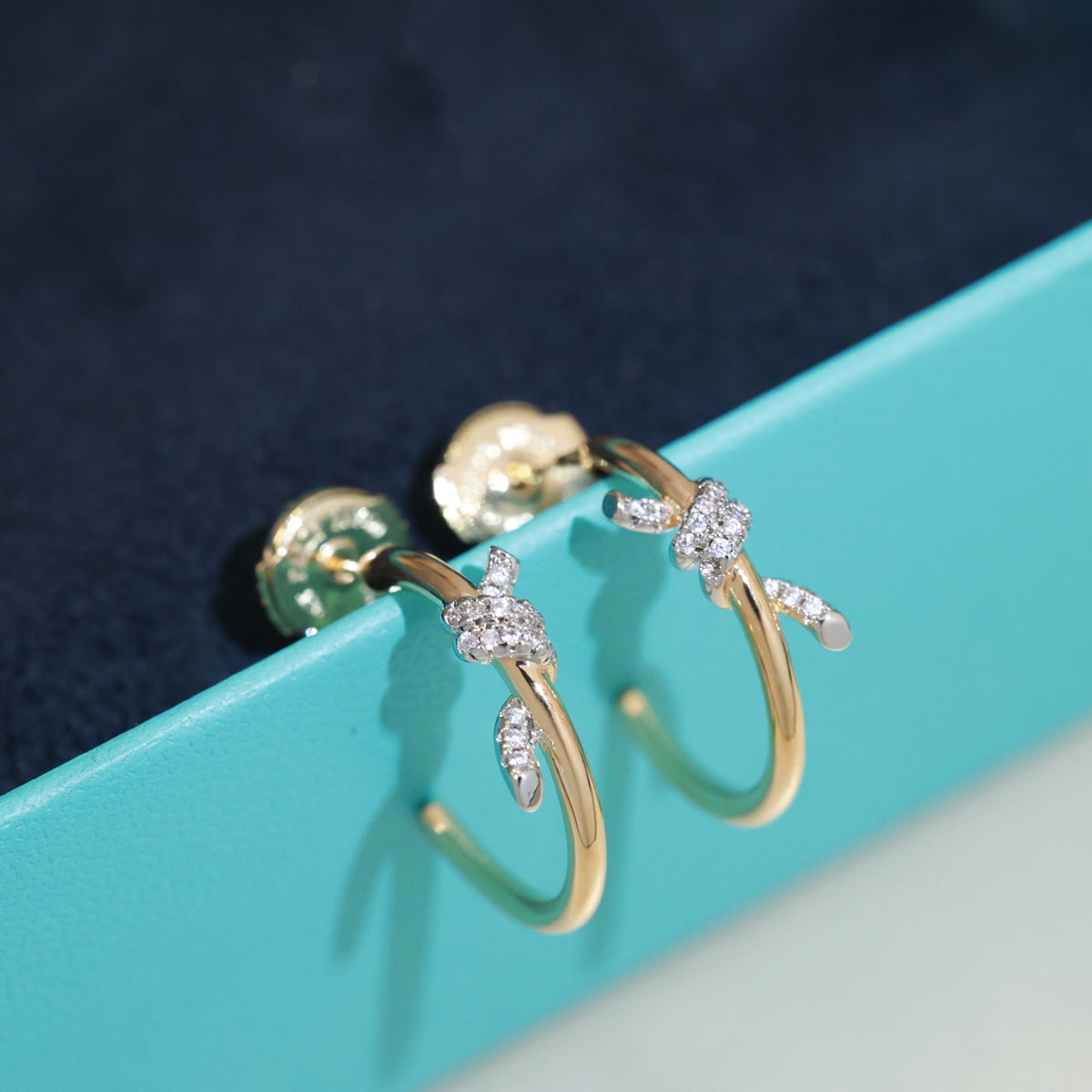 gold silver post Stud Earrings for women - alternate angle view 4