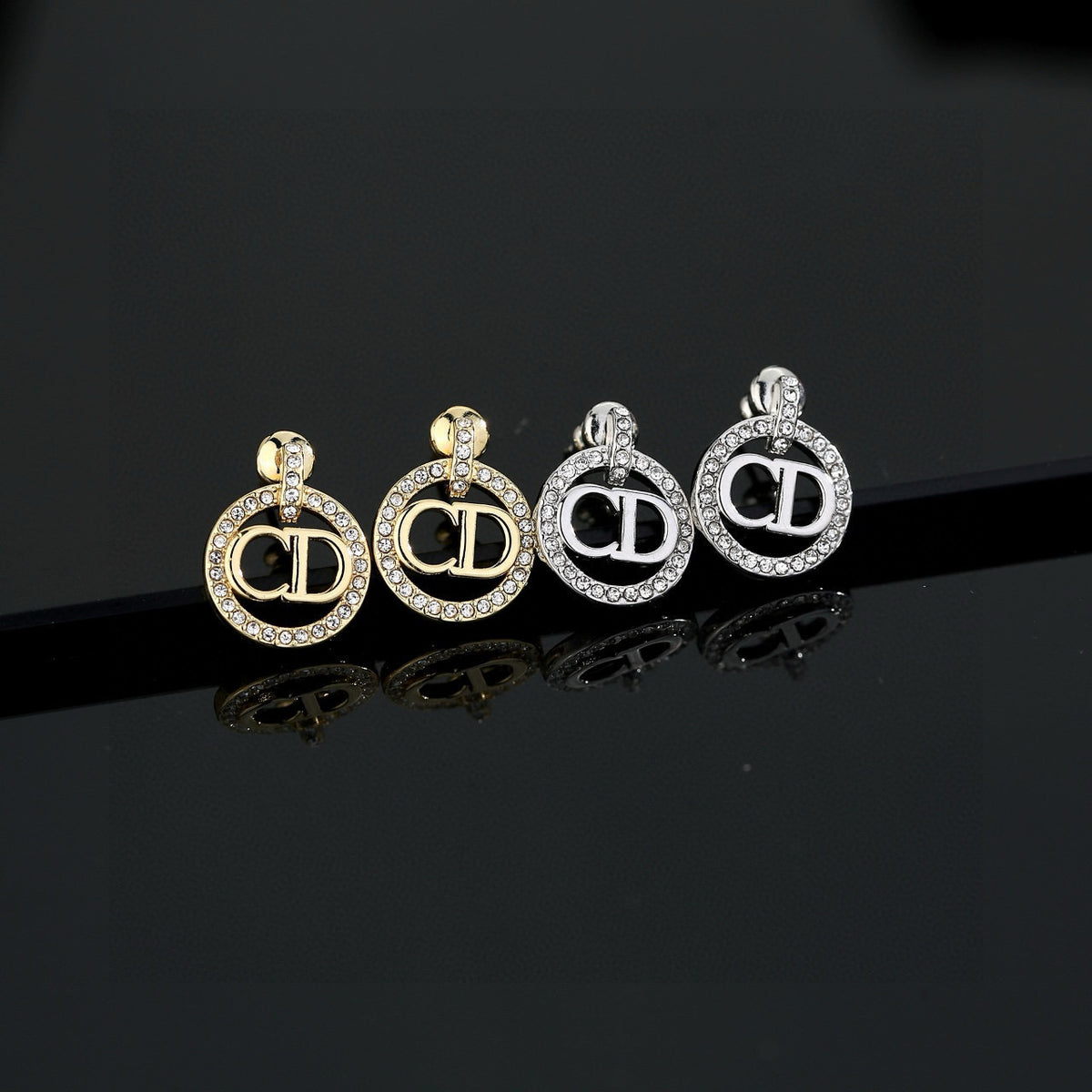 crystal letter Drop Earrings for women - product detail view