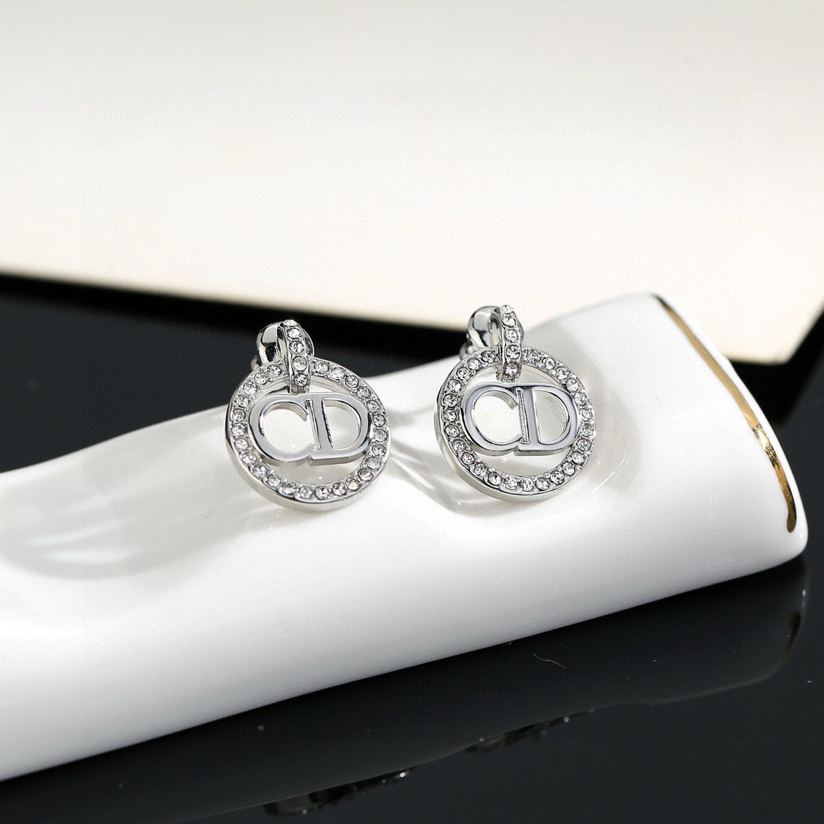 crystal letter Drop Earrings for women - alternate angle view 6