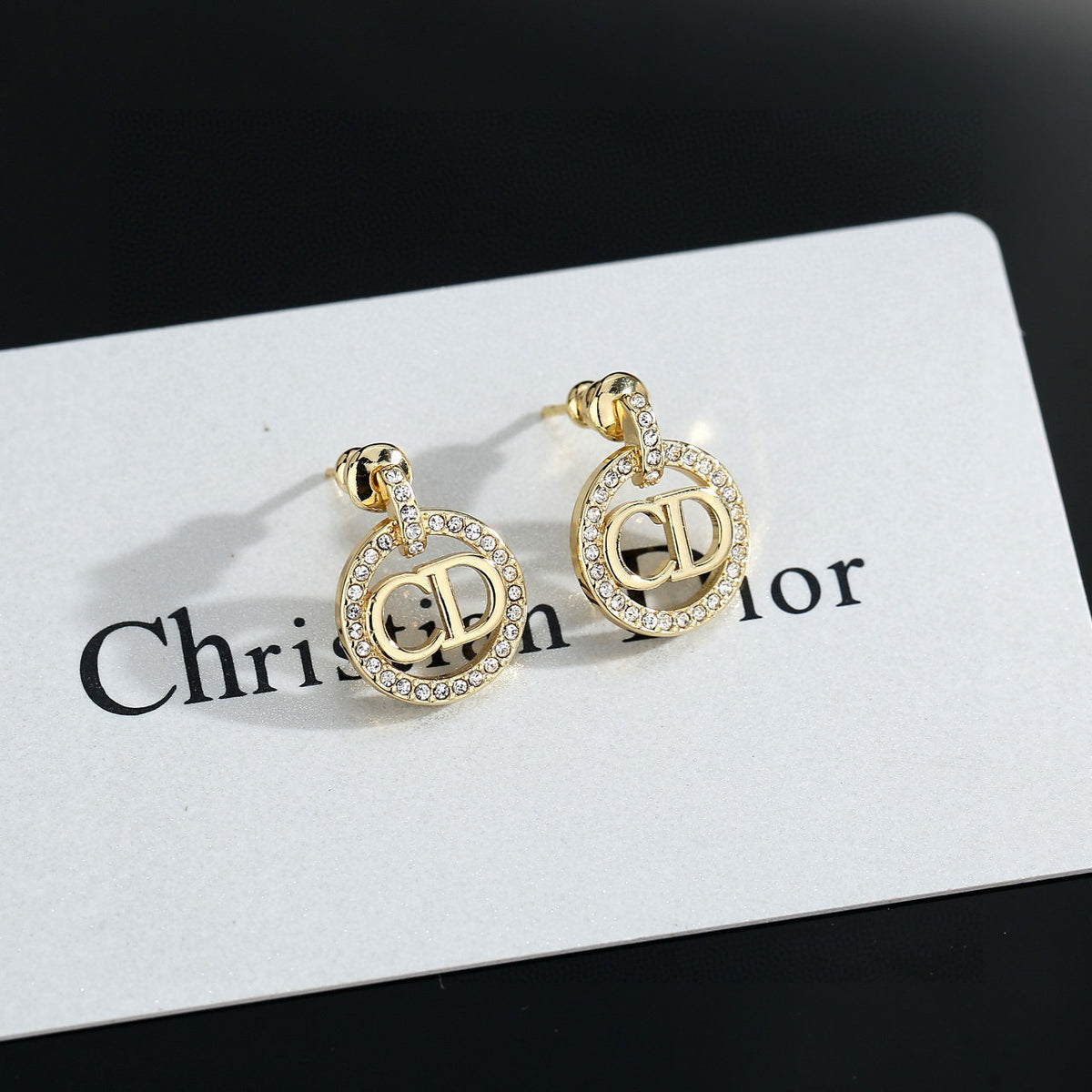 crystal letter Drop Earrings for women - alternate angle view 2