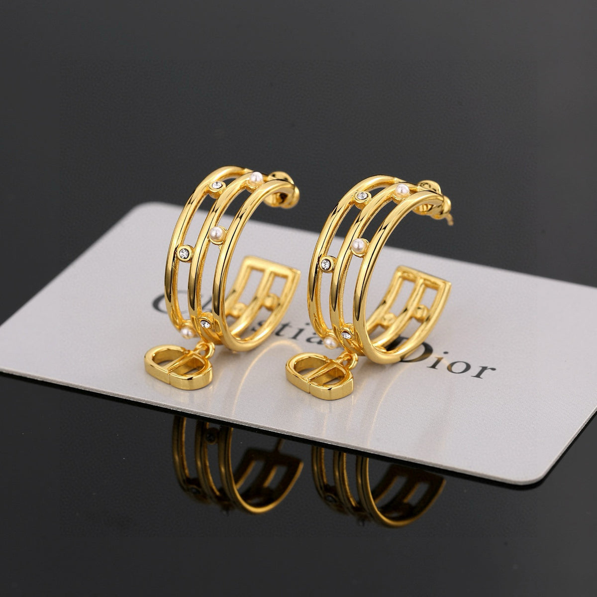 red 925 sterling silver letter Drop Earrings for women - alternate angle view 2