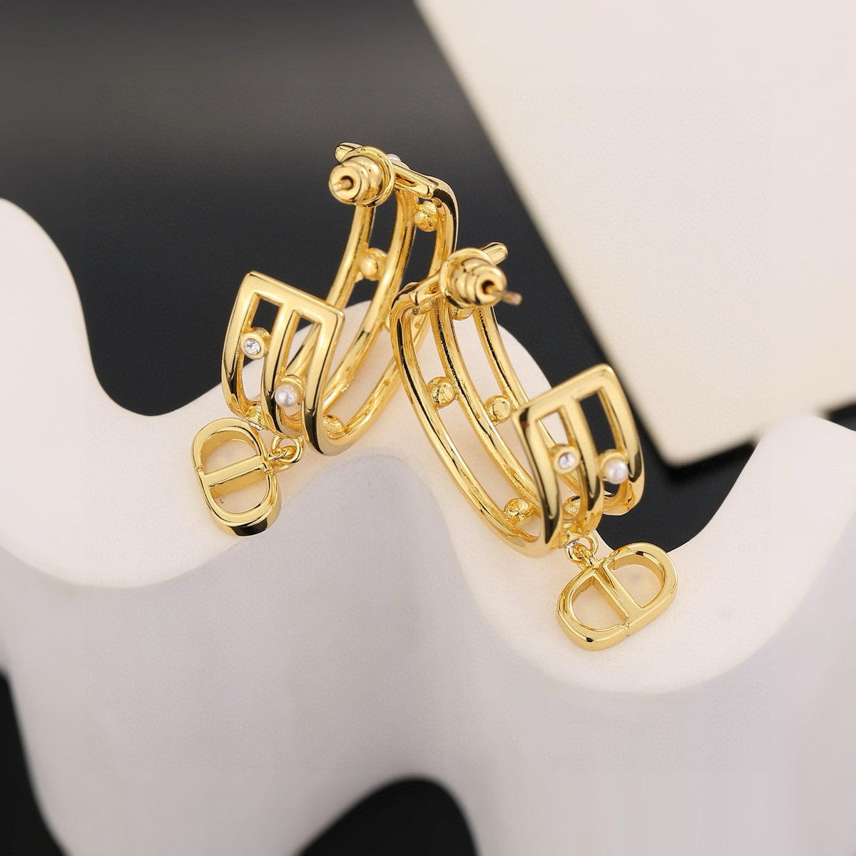 red 925 sterling silver letter Drop Earrings for women - alternate angle view 8