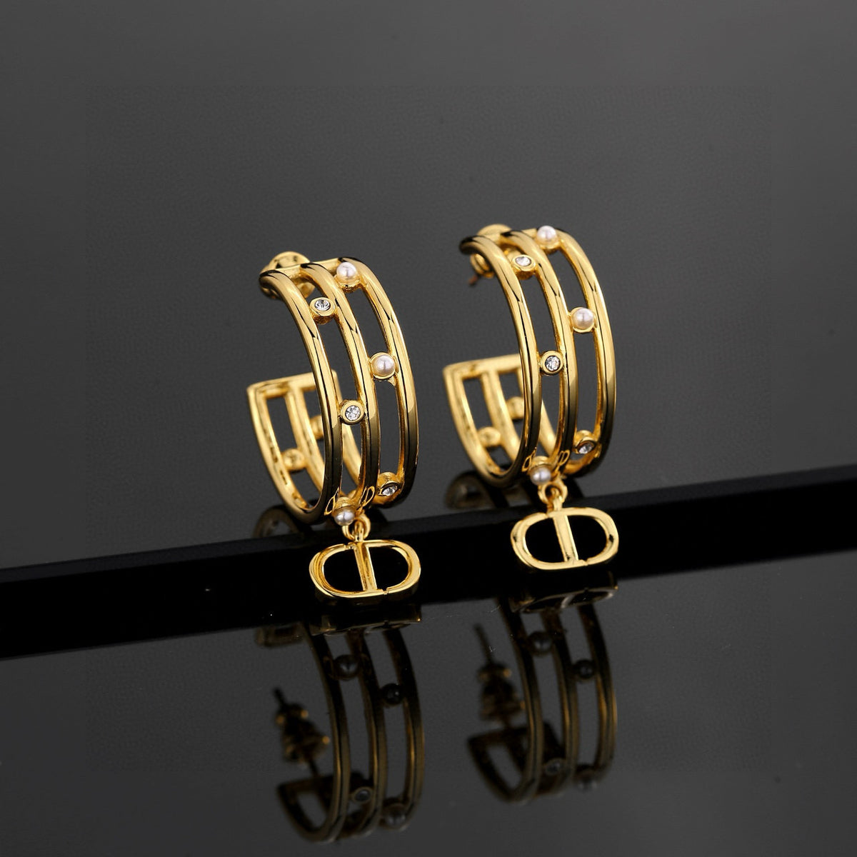 red 925 sterling silver letter Drop Earrings for women - alternate angle view 5