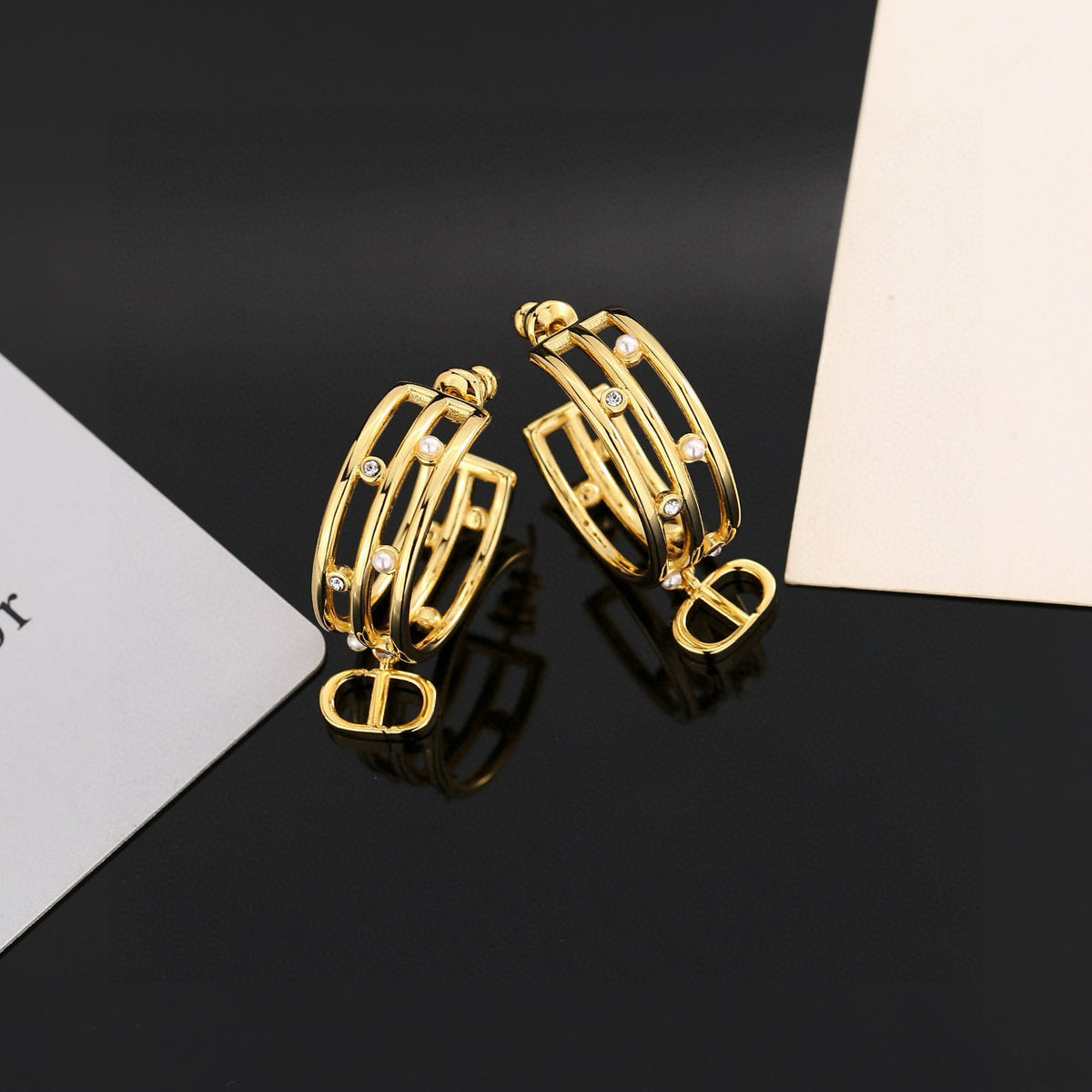 red 925 sterling silver letter Drop Earrings for women - alternate angle view 6