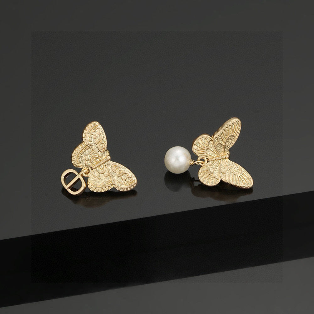 gold 925 sterling silver butterfly Drop Earrings for women - alternate angle view 8
