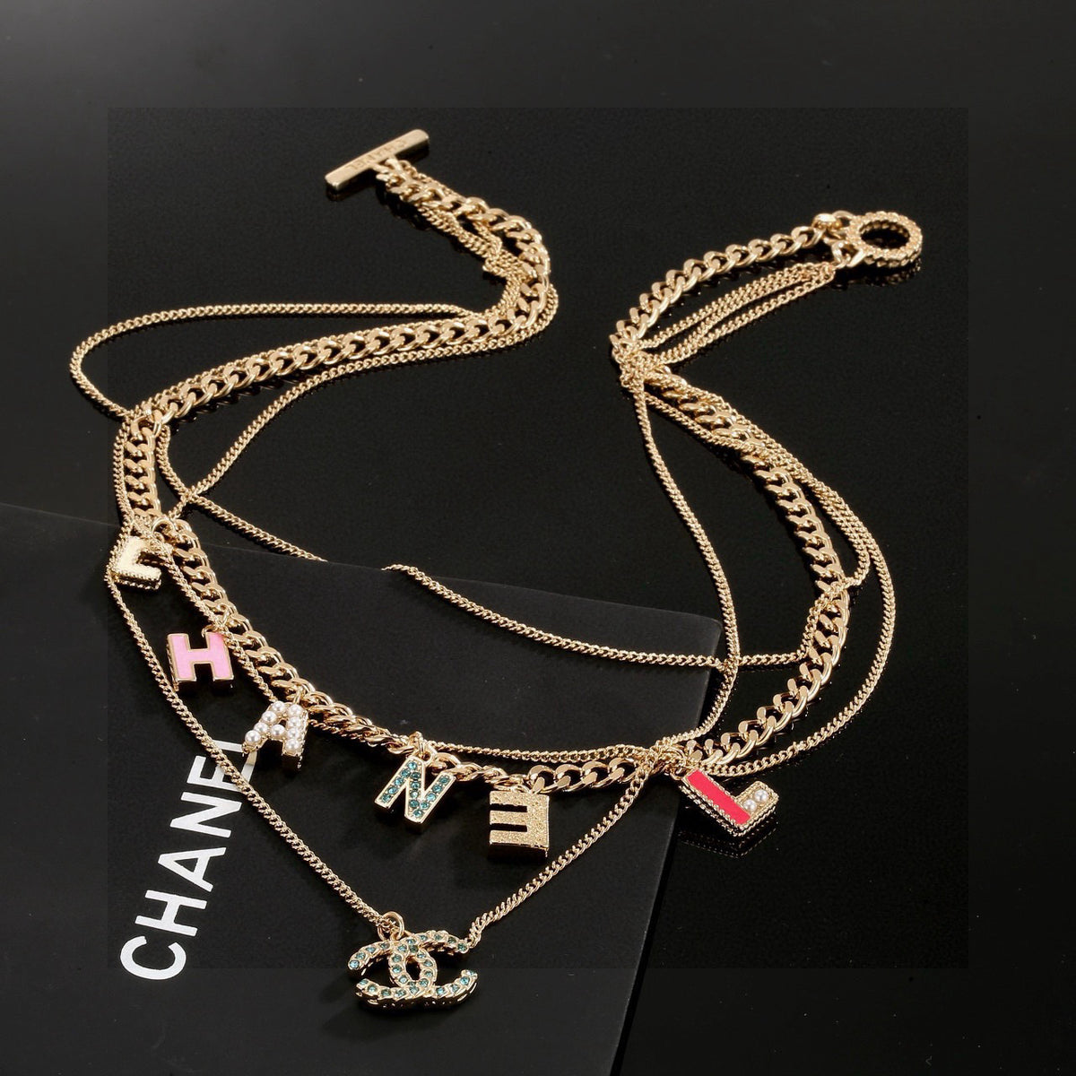 crystal double c Necklace for women - product detail view