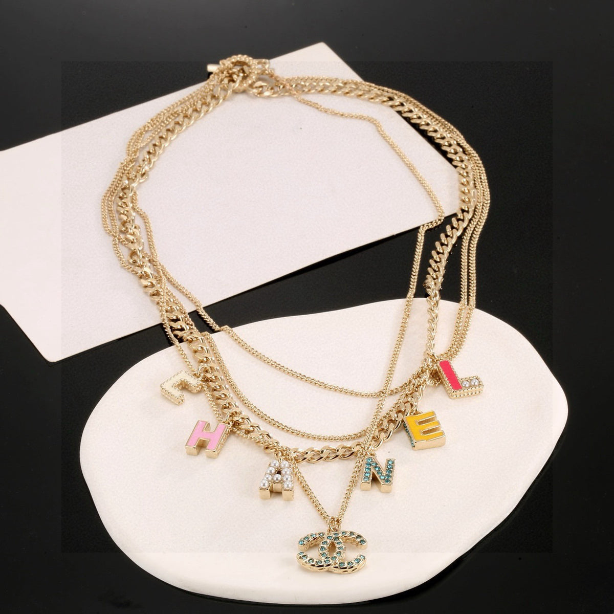 crystal double c Necklace for women - alternate angle view 2