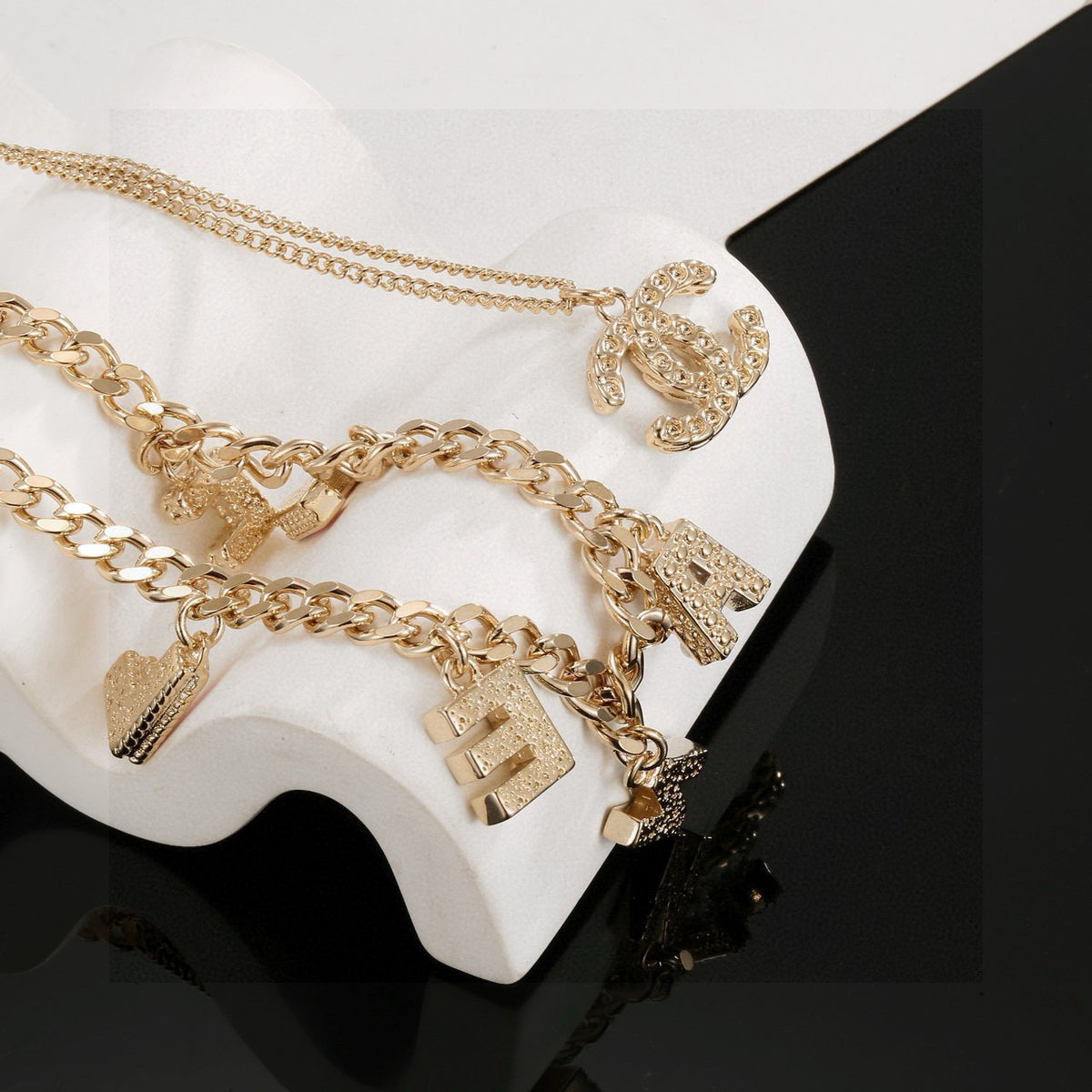 crystal double c Necklace for women - alternate angle view 7