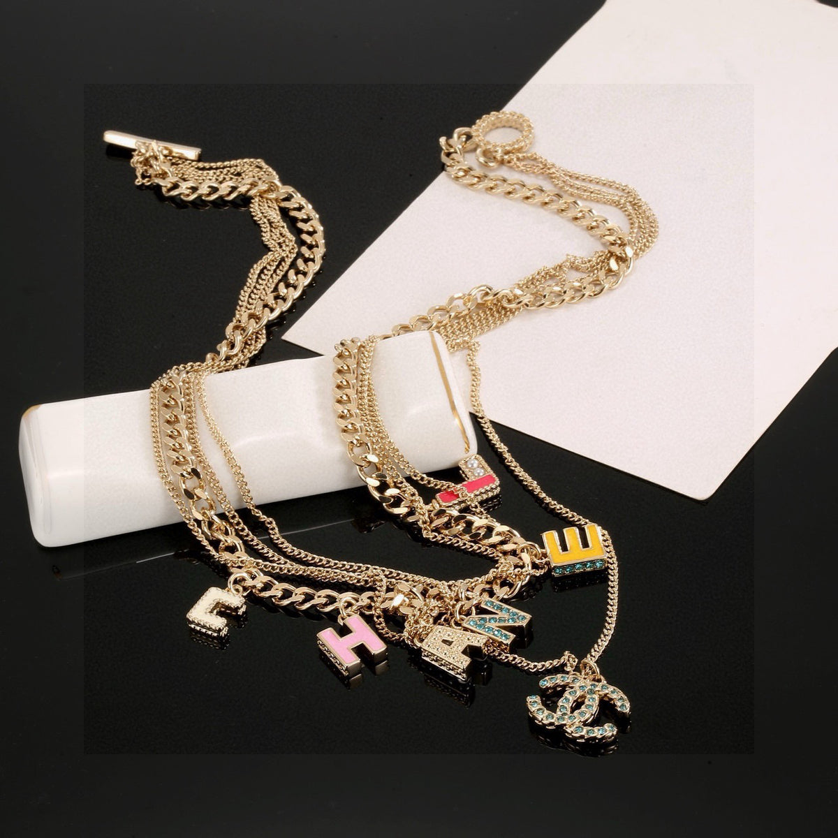 crystal double c Necklace for women - alternate angle view 5