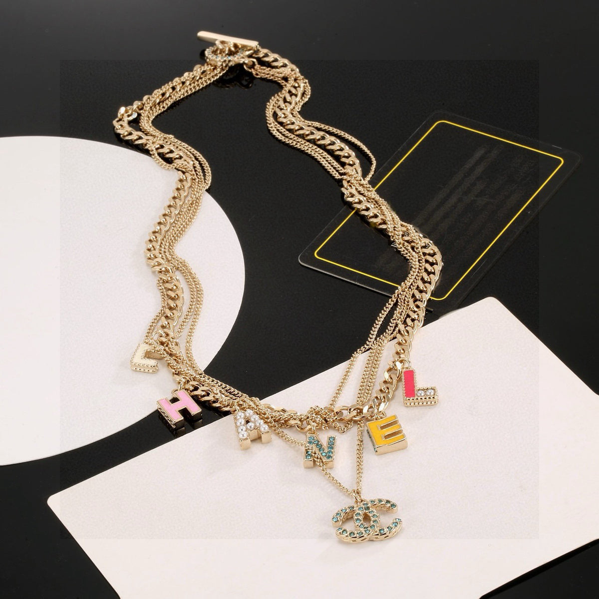 crystal double c Necklace for women - alternate angle view 8