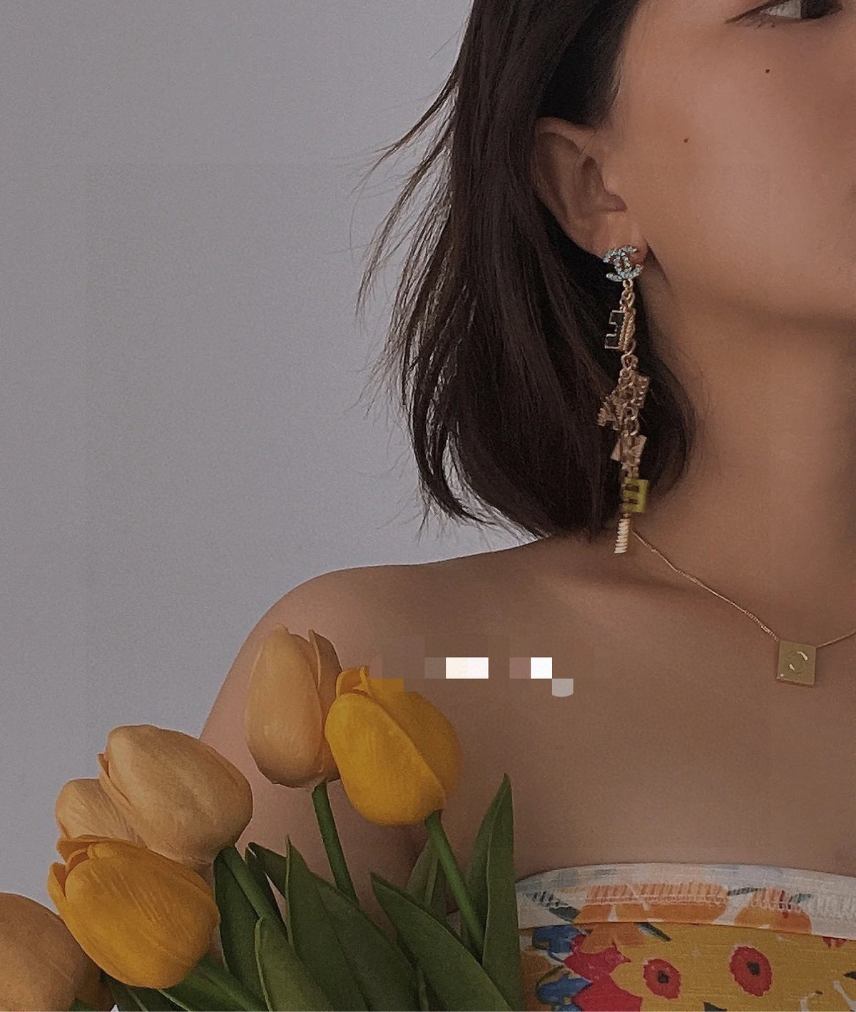 gold gold plated letter Drop Earrings for women - alternate angle view 6