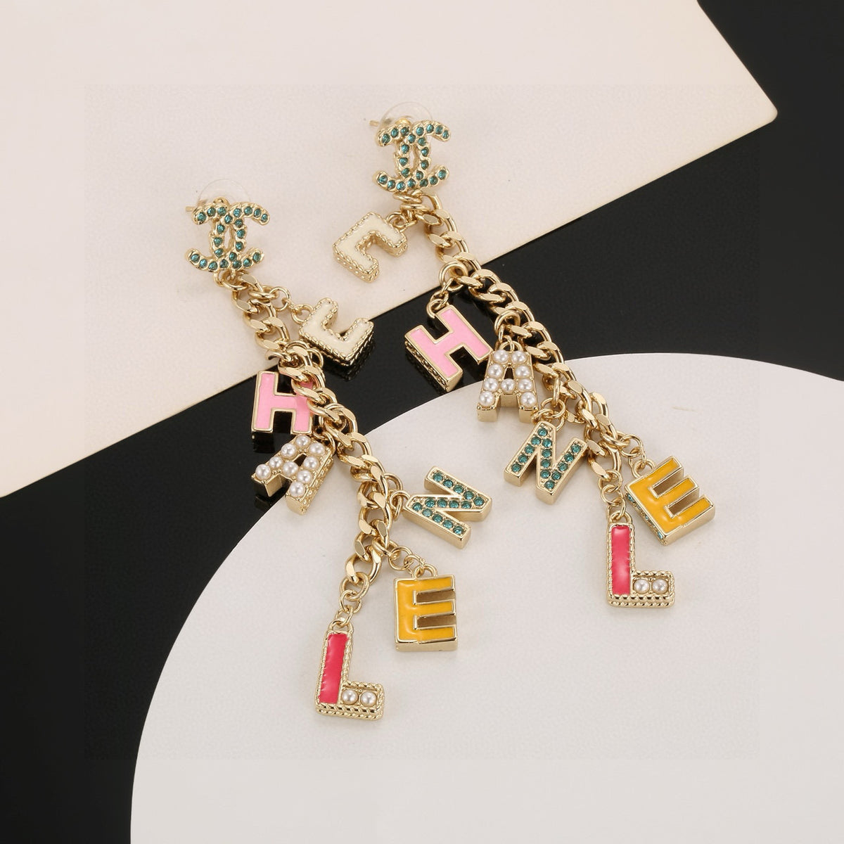 gold gold plated letter Drop Earrings for women - alternate angle view 8