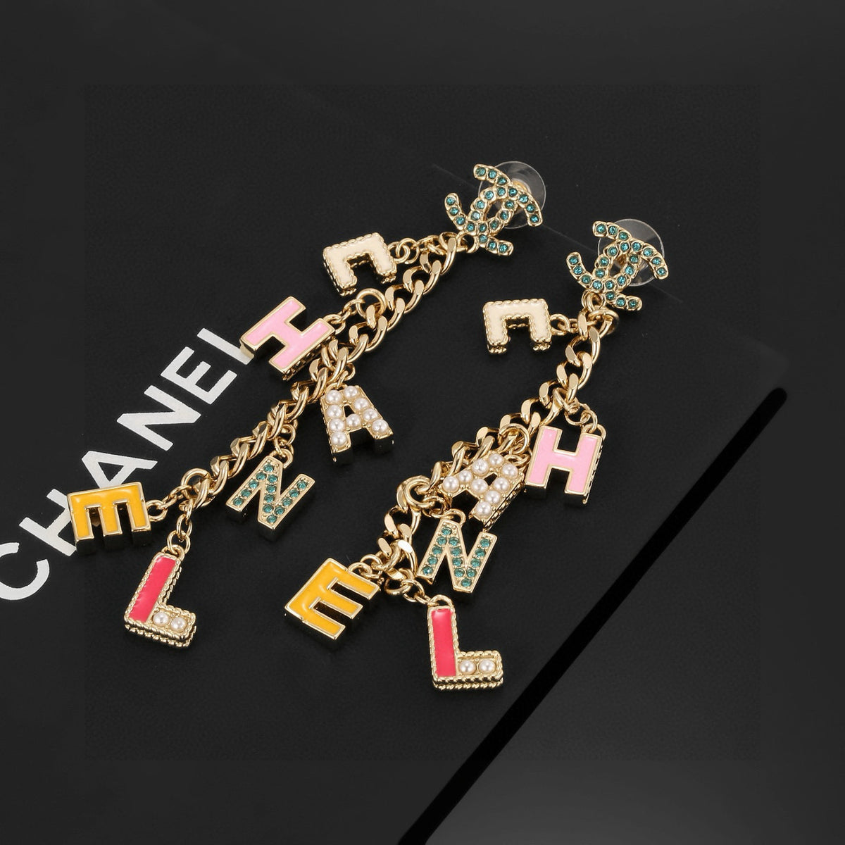 gold gold plated letter Drop Earrings for women - alternate angle view 5
