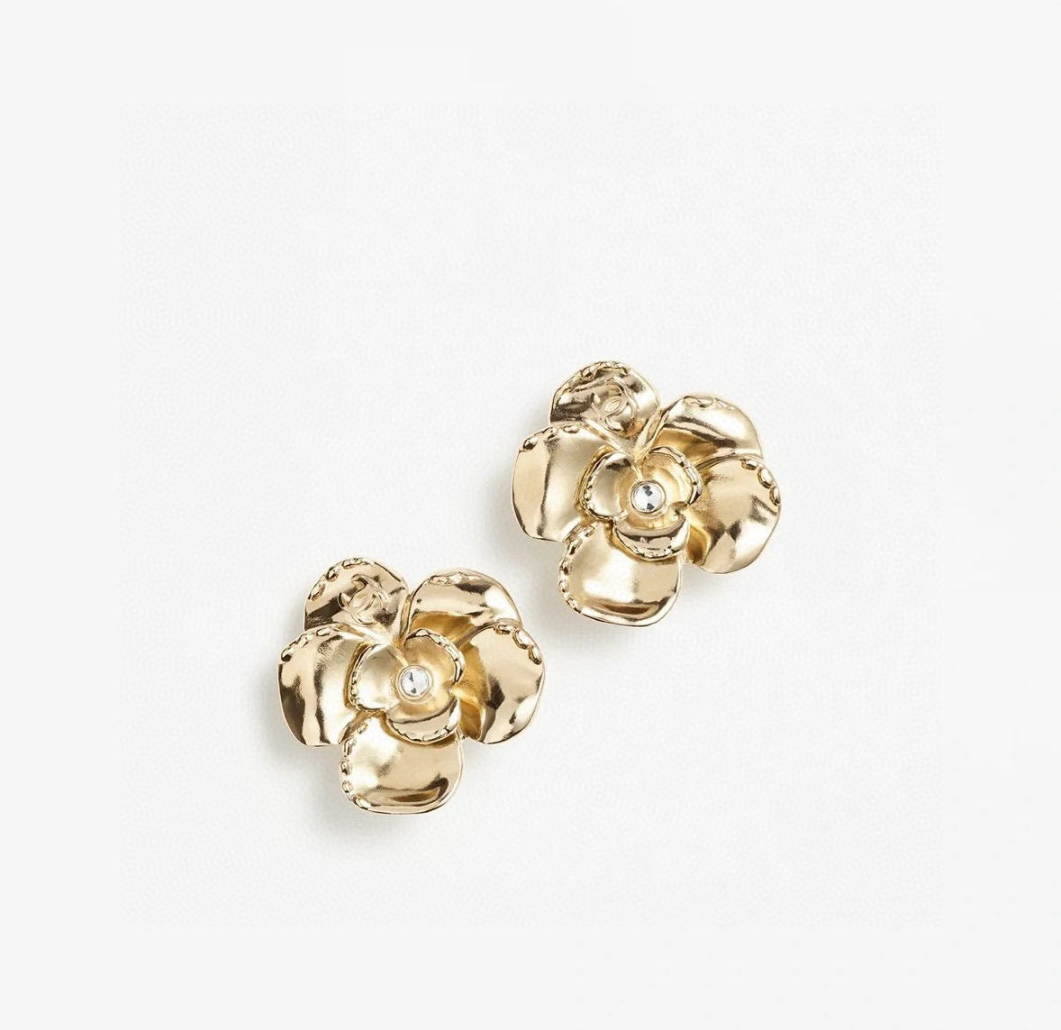 gold resin floral Stud Earrings for women - alternate angle view 2