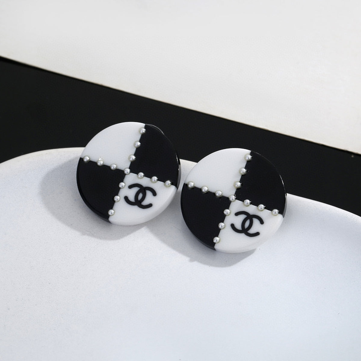yellow brass Stud Earrings for women - alternate angle view 5