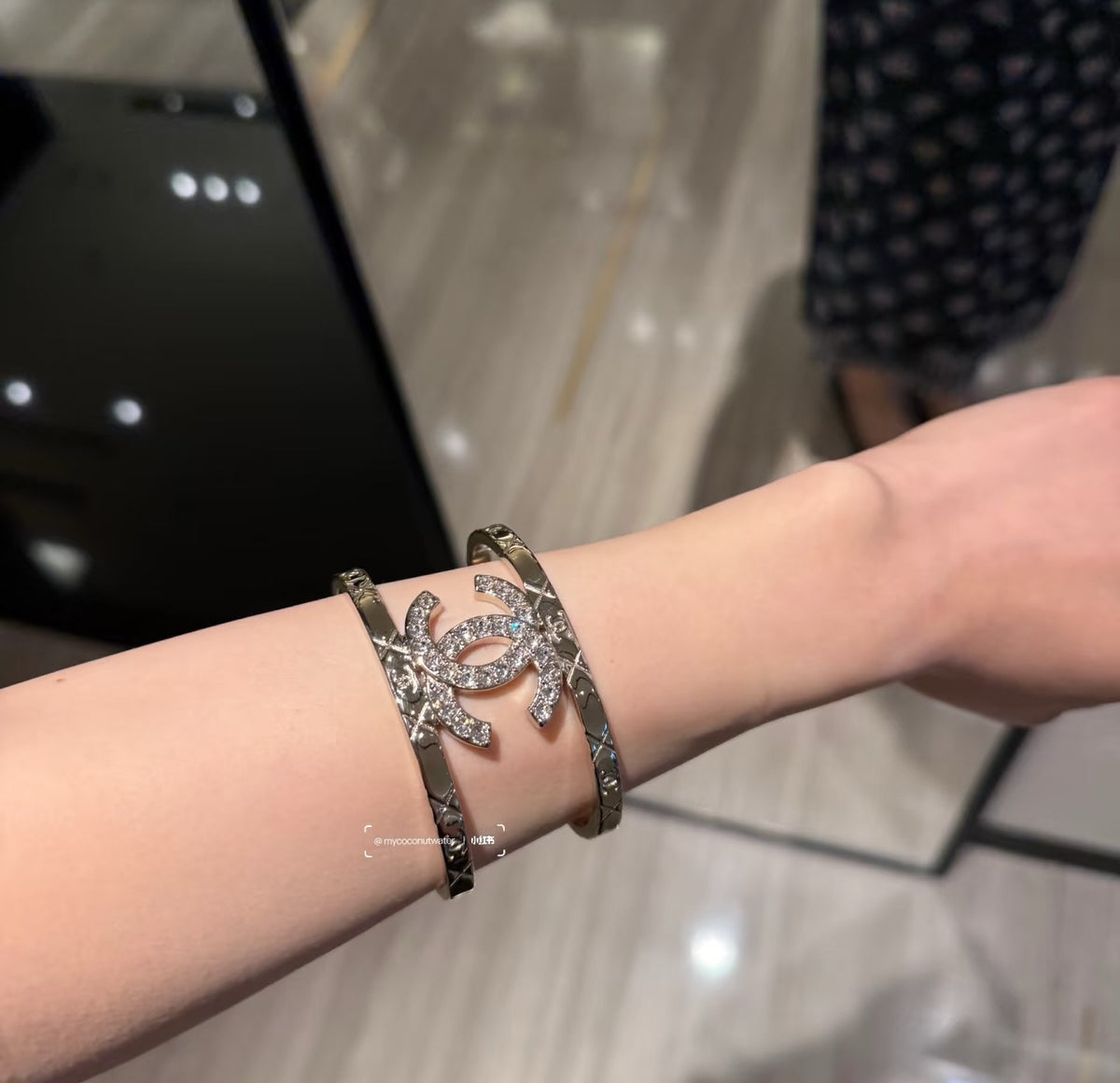 white leather luxury Bangle for women - alternate angle view 6