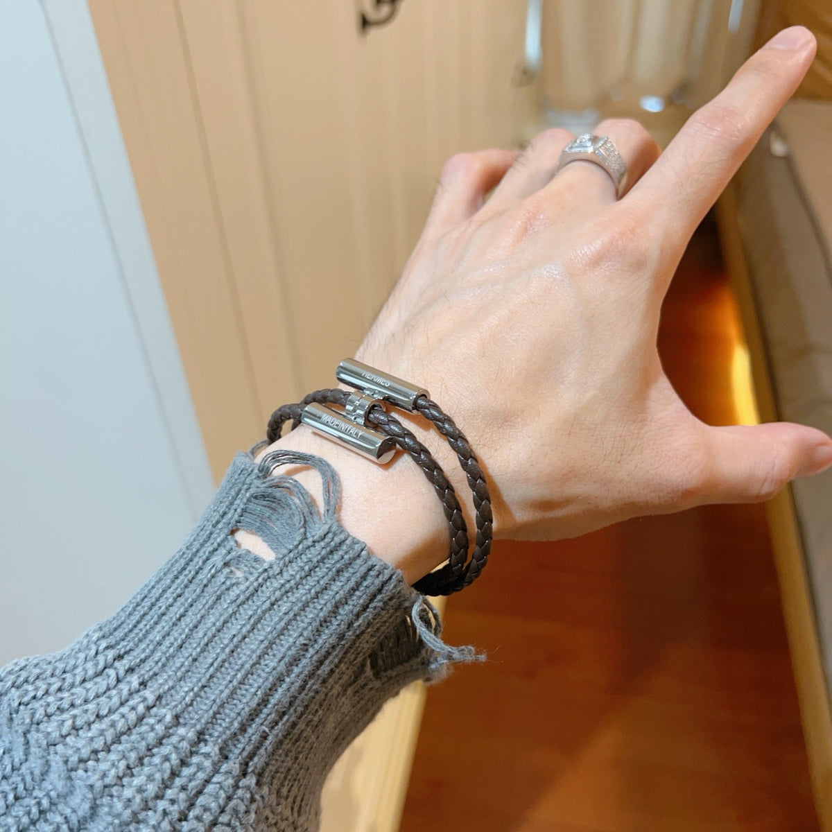 gold luxury Bracelet for men - alternate angle view 6