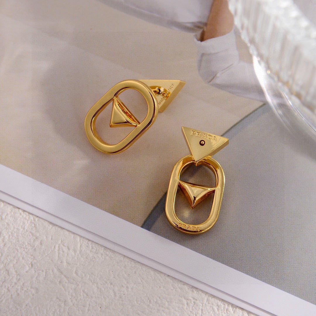 Triangle Stud Earrings in Gold-Tone – Triangle Detail main product view