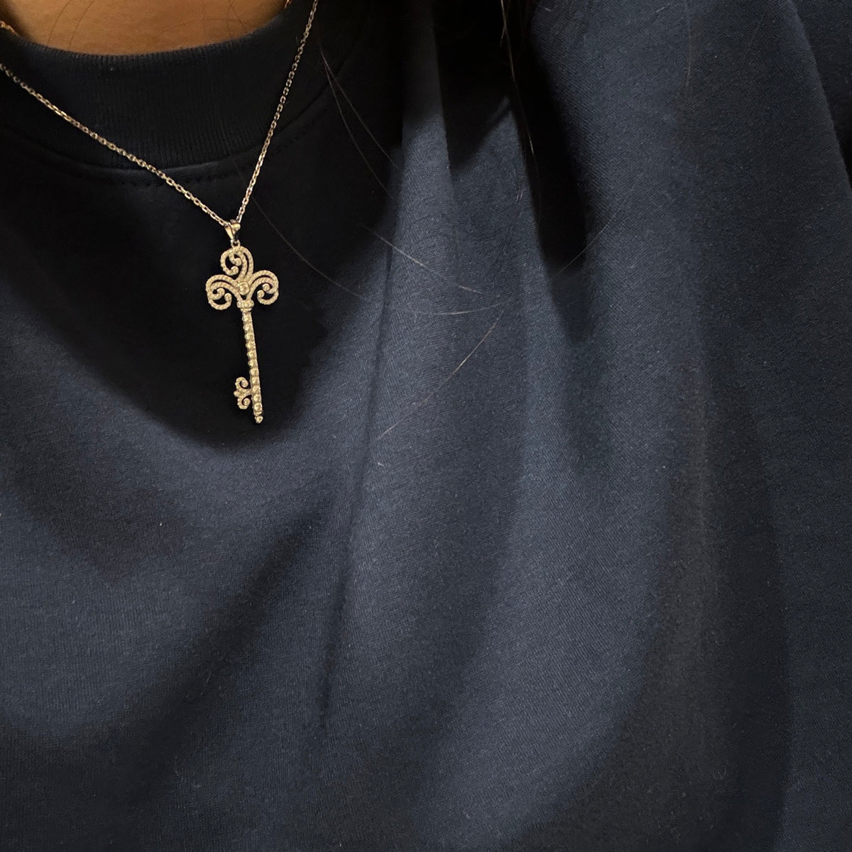 gold sterling silver heart Necklace for women - alternate angle view 3