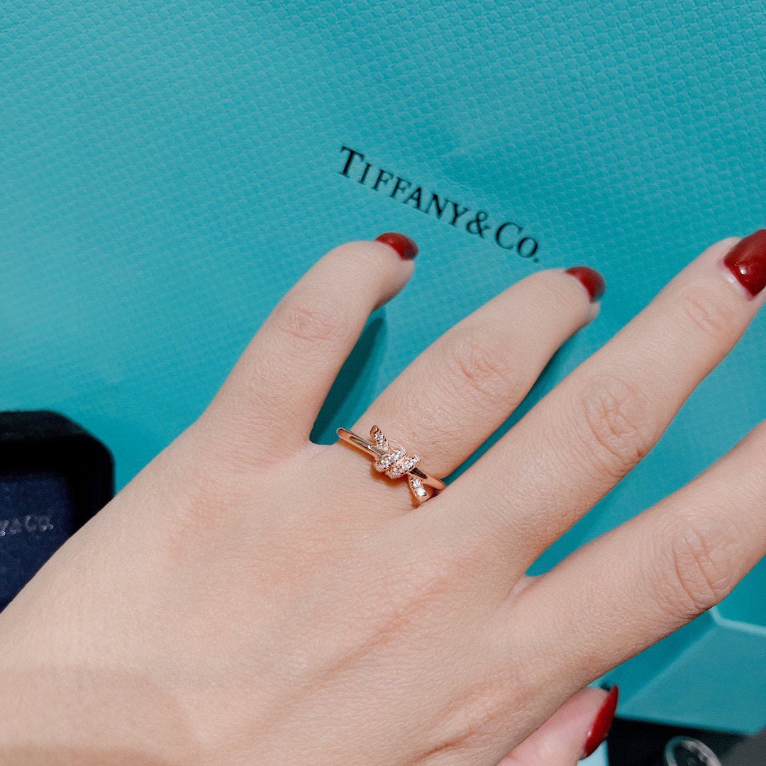 rose gold crystal rose Ring for women - alternate angle view 7