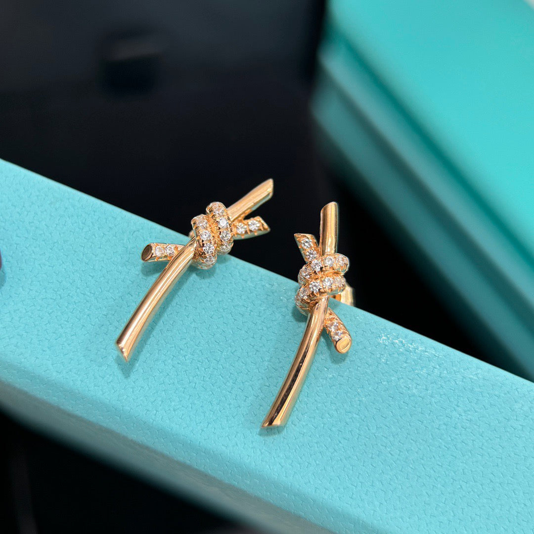 rose gold crystal rose Drop Earrings for women - alternate angle view 9
