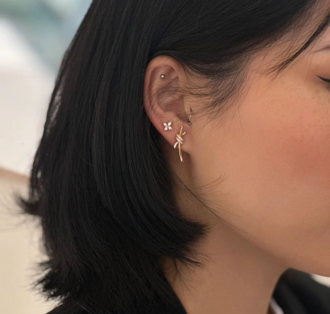 rose gold crystal rose Drop Earrings for women - alternate angle view 8