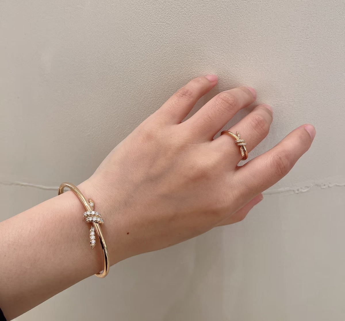 rose gold crystal rose Bangle for women - alternate angle view 7