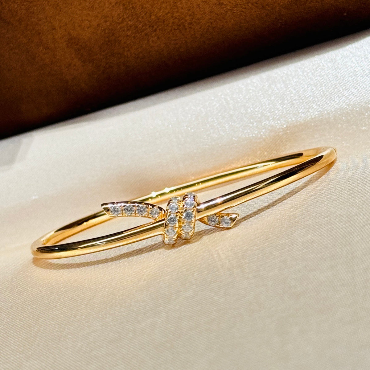 rose gold crystal rose Bangle for women - product detail view