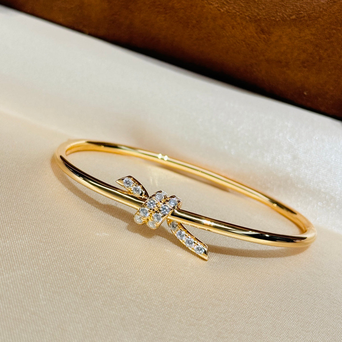 rose gold crystal rose Bangle for women - alternate angle view 3
