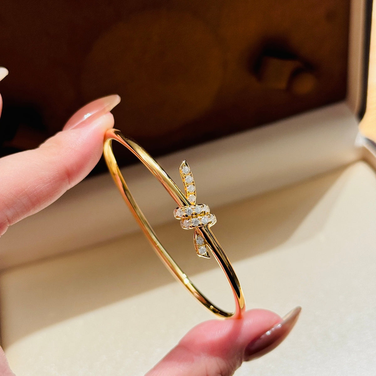 rose gold crystal rose Bangle for women - alternate angle view 5