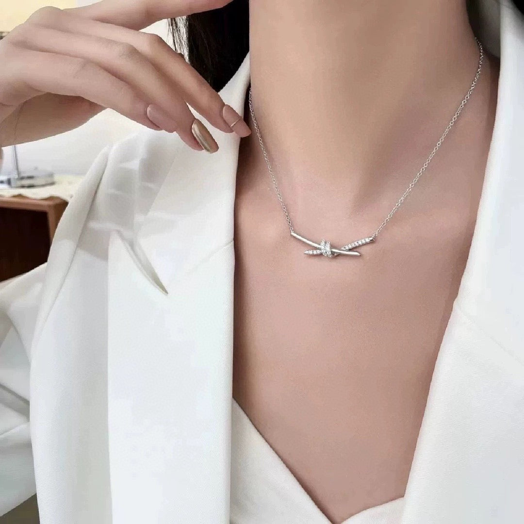 white gold crystal inlaid Jewelry Set for women - alternate angle view 3