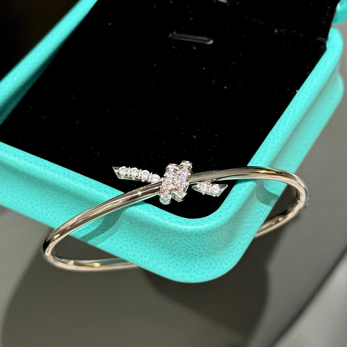 gold crystal inlaid Bangle for women - alternate angle view 5