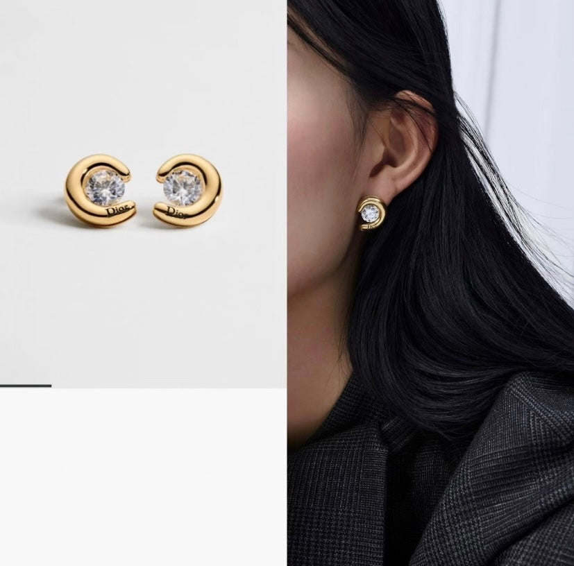 gold crystal rhinestone Stud Earrings for women - alternate angle view 9