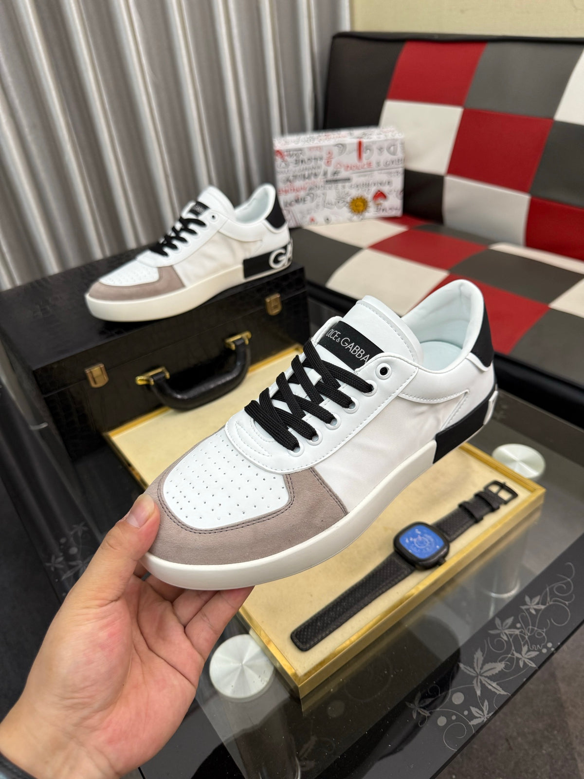 Dolce & Gabbana DG Silk Calfskin & Nubuck Casual Sneakers