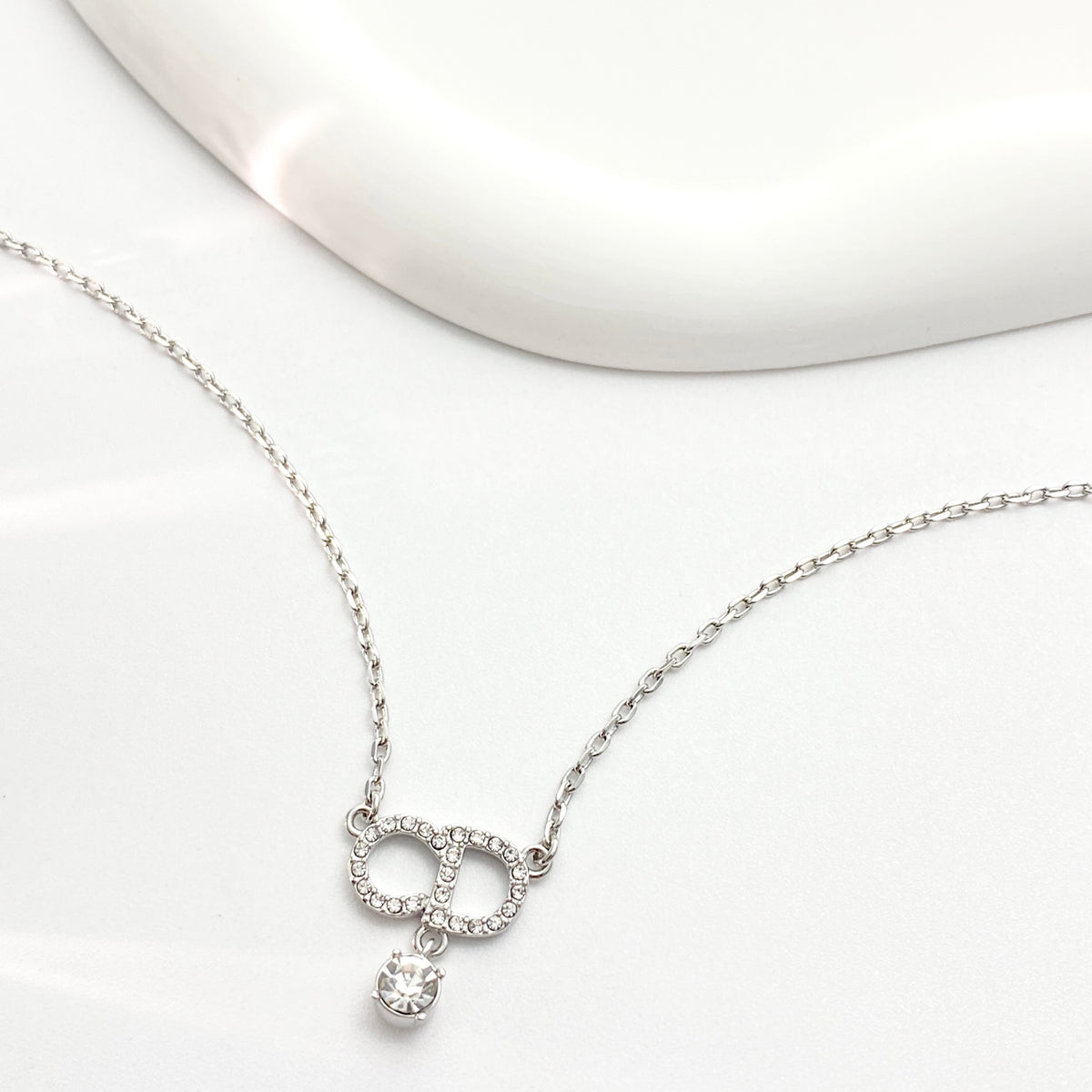 silver crystal inlaid Pendant for women - alternate angle view 3