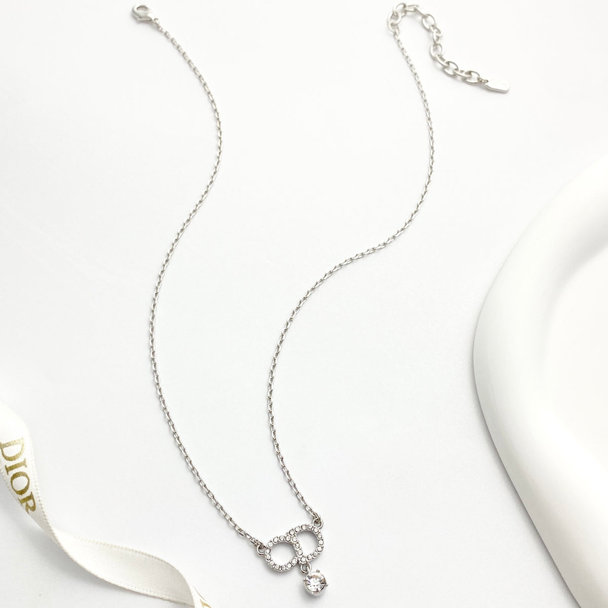 silver crystal inlaid Pendant for women - alternate angle view 2