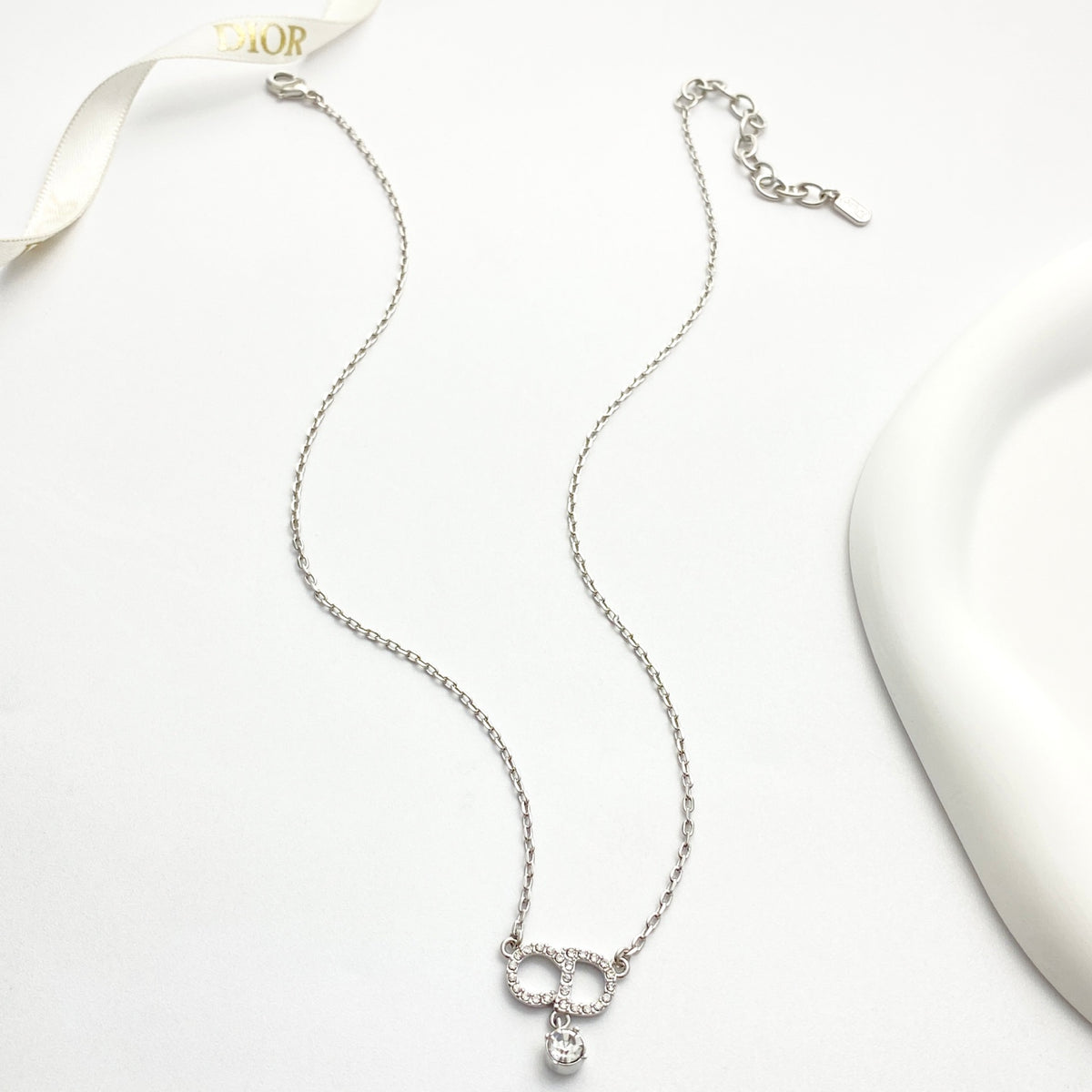 silver crystal inlaid Pendant for women - alternate angle view 6