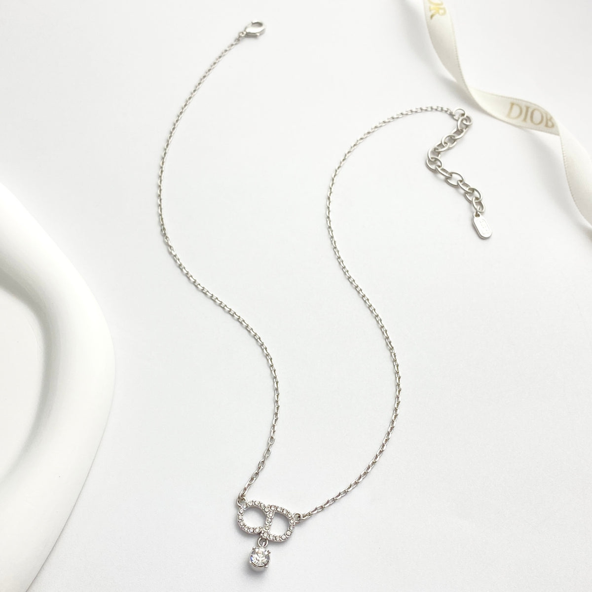 silver crystal inlaid Pendant for women - alternate angle view 8