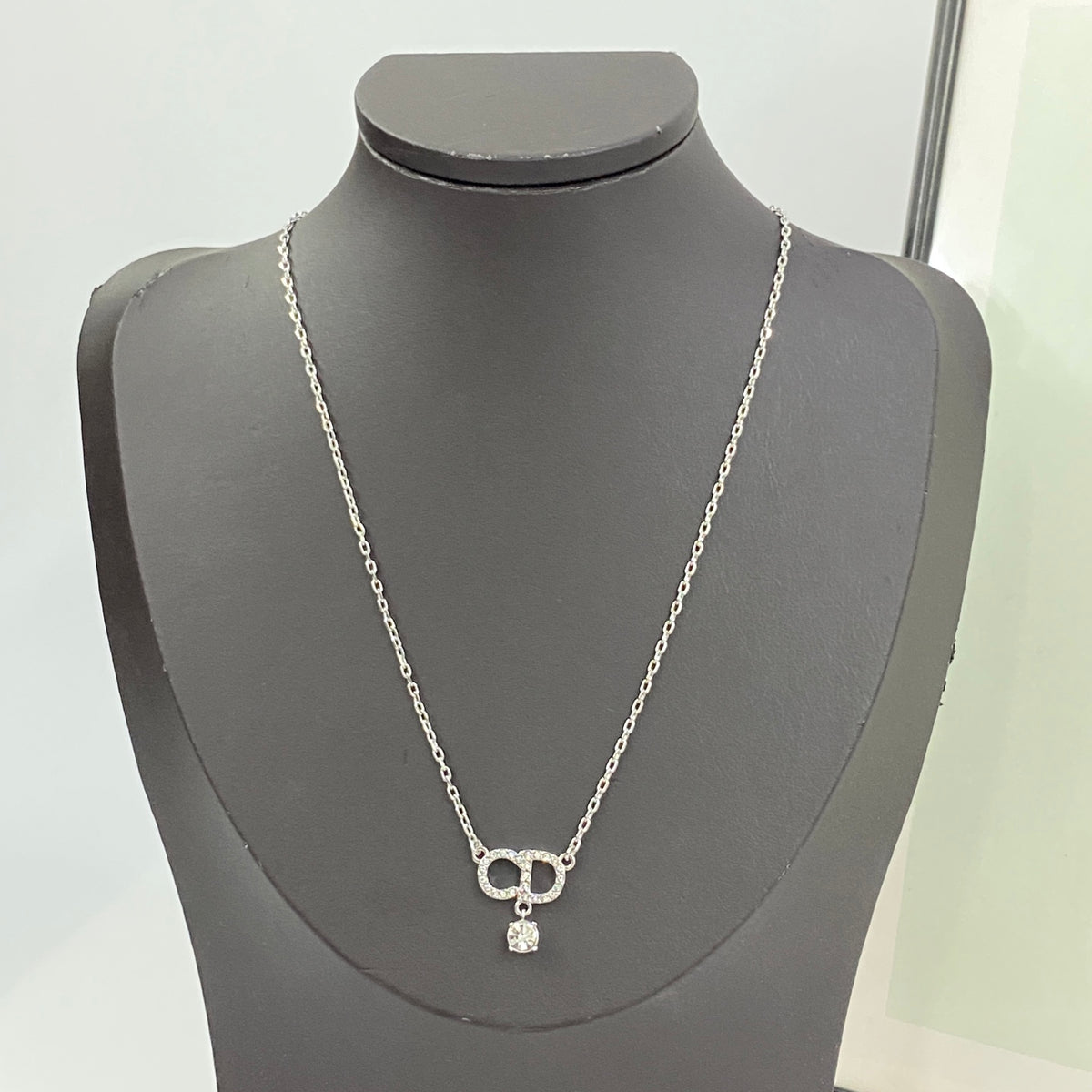 silver crystal inlaid Pendant for women - product detail view