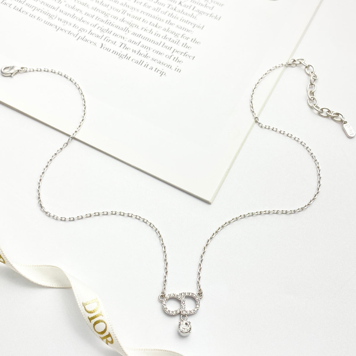 silver crystal inlaid Pendant for women - alternate angle view 4