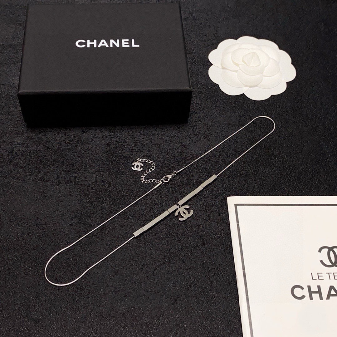 silver double c Pendant for women - alternate angle view 3