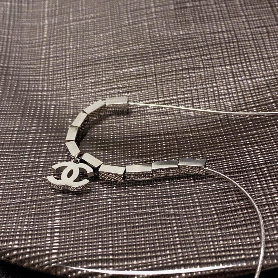 silver double c Pendant for women - alternate angle view 7